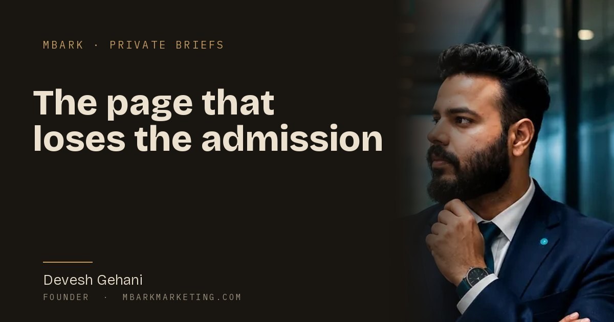 Devesh Gehani, founder of MBark Marketing, on admissions landing pages for universities and schools in India